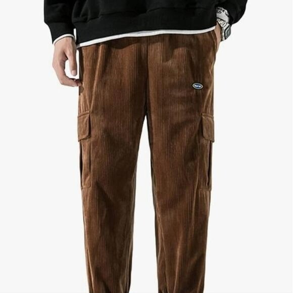 AEL AELFRIC EDEN Brown Corduroy Pull-On Cargo Streetwear Pants Joggers – Small - Picture 1 of 8